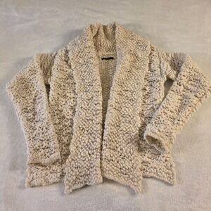 Sarah Pacini Cream Wool Blend Metallic Chunky Open Cardigan Made in Italy OS